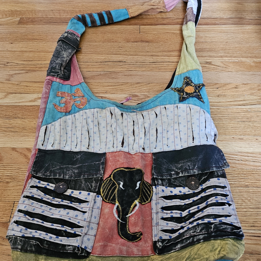 Colorful Patchwork Elephant Design Women's Bag